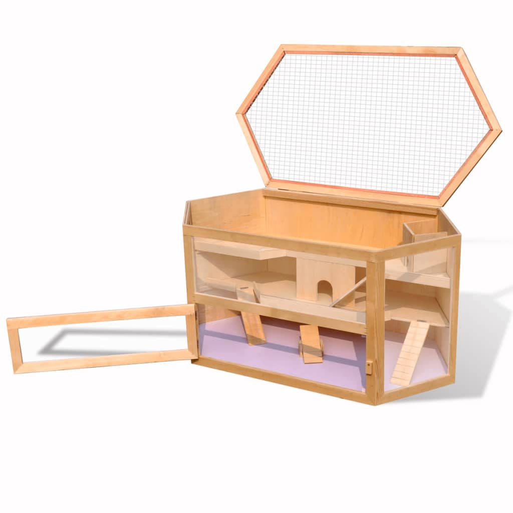 vidaXL Jaula para hámsteres y ratones de madera hexagonal