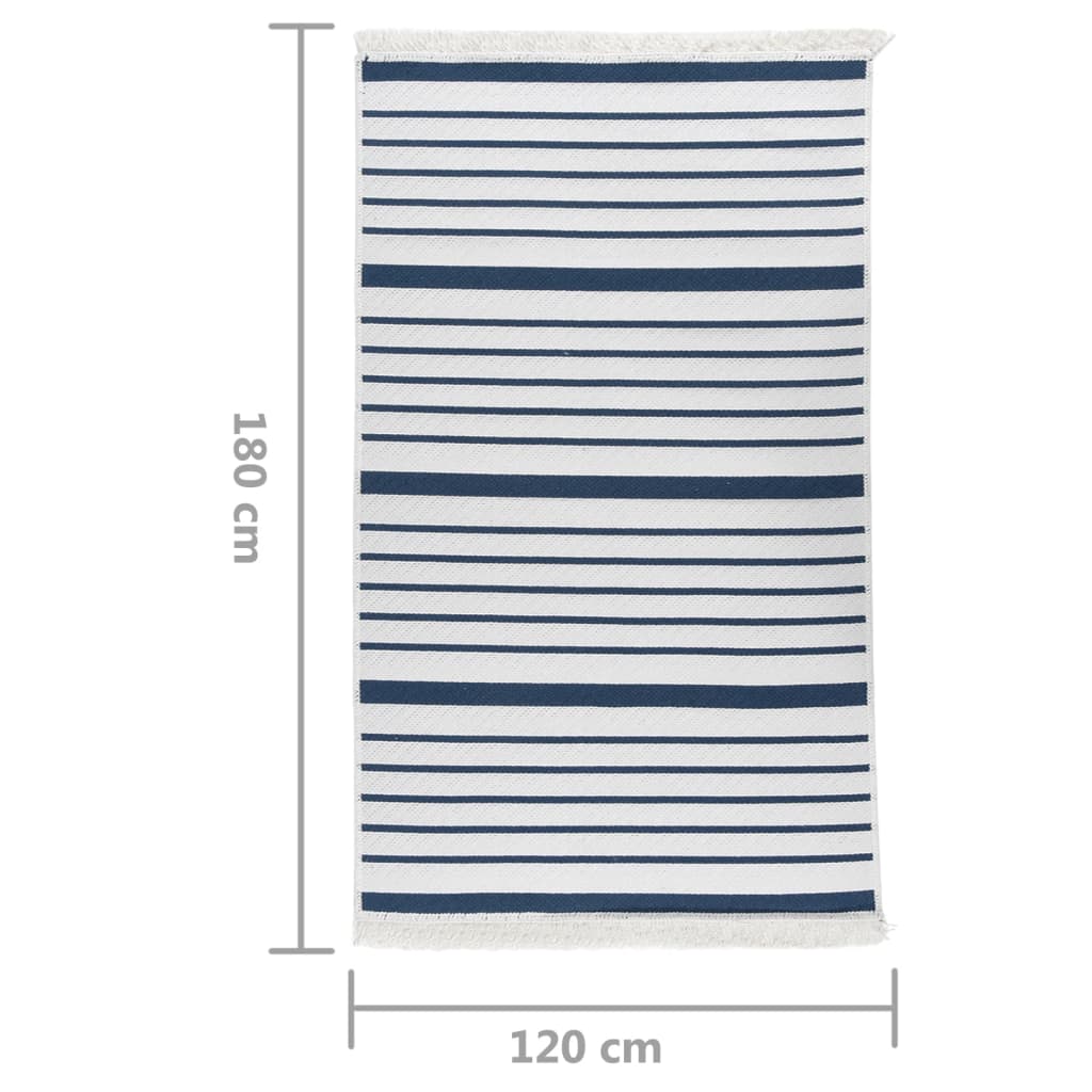 vidaXL Alfombra de algodón azul marino 120x180 cm