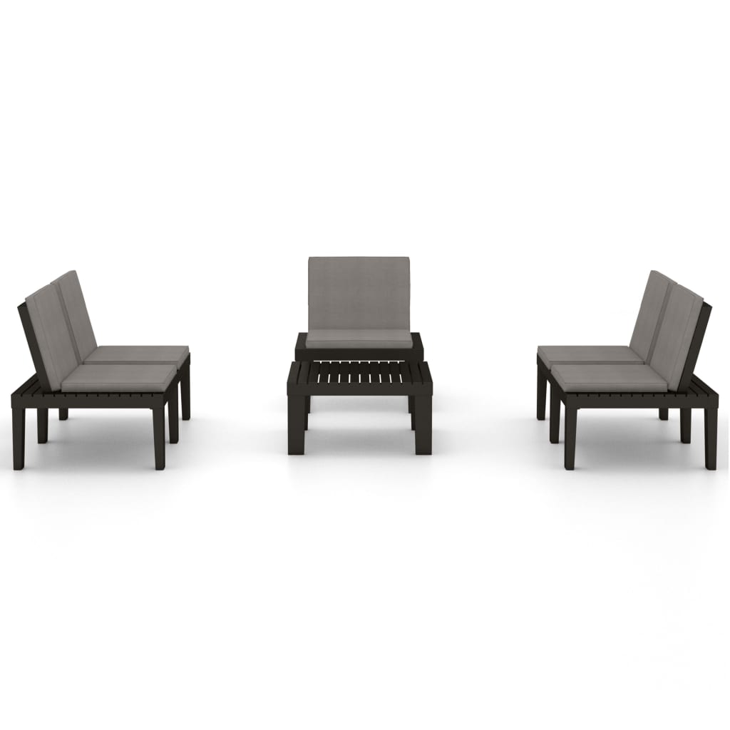 vidaXL Set de muebles de jardín 4 piezas con cojines plástico gris