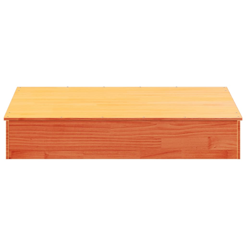 vidaXL Arenero con tapa madera maciza de pino marrón 111x111x19,5 cm