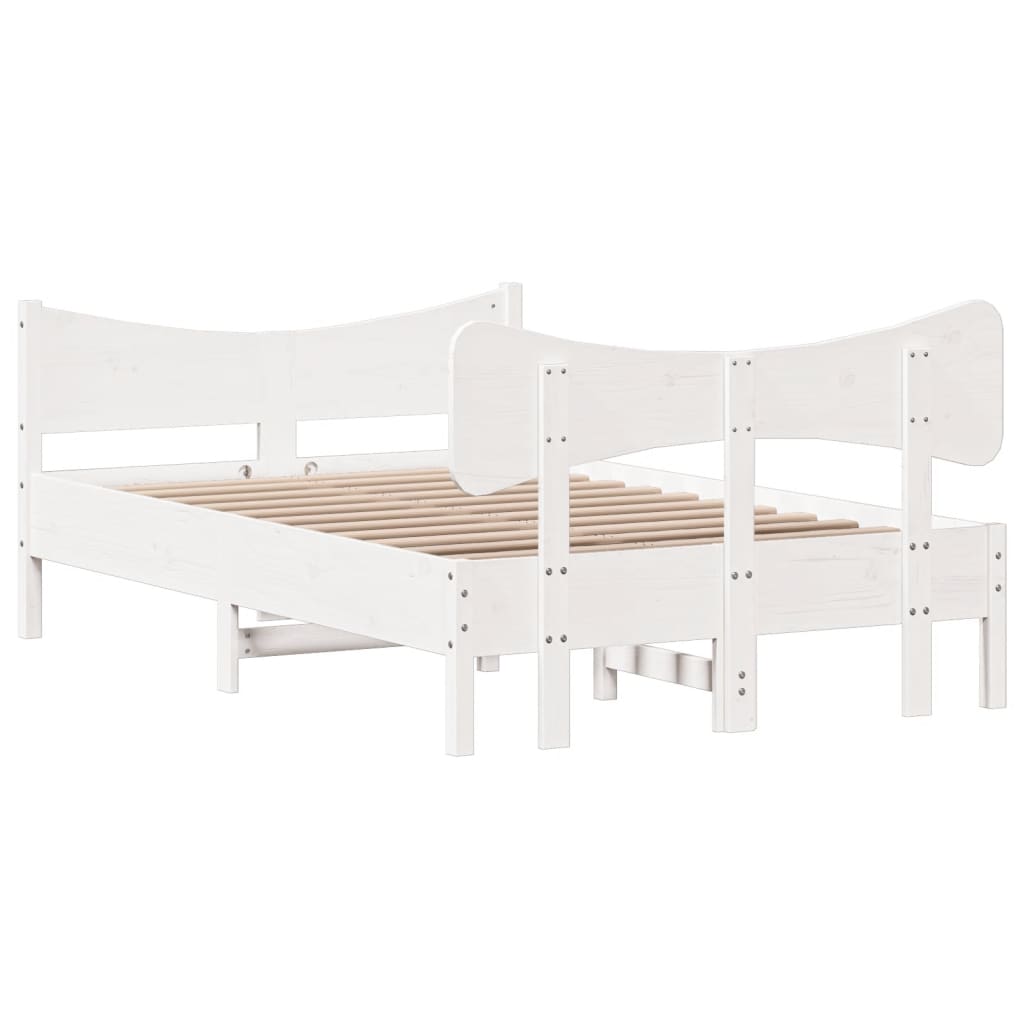 vidaXL Estructura de cama con cabecero madera pino blanco 120x200 cm