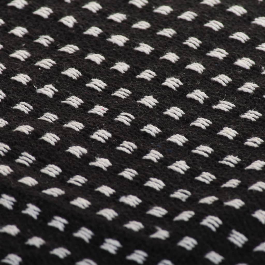 vidaXL Manta a cuadros de algodón negro 160x210 cm