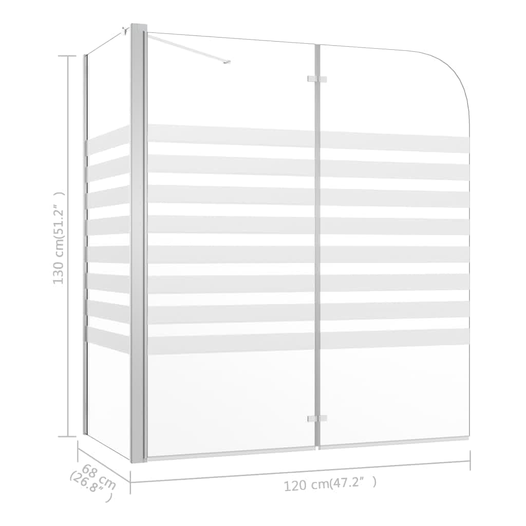 vidaXL Mampara de baño vidrio templado a rayas 120x68x130 cm