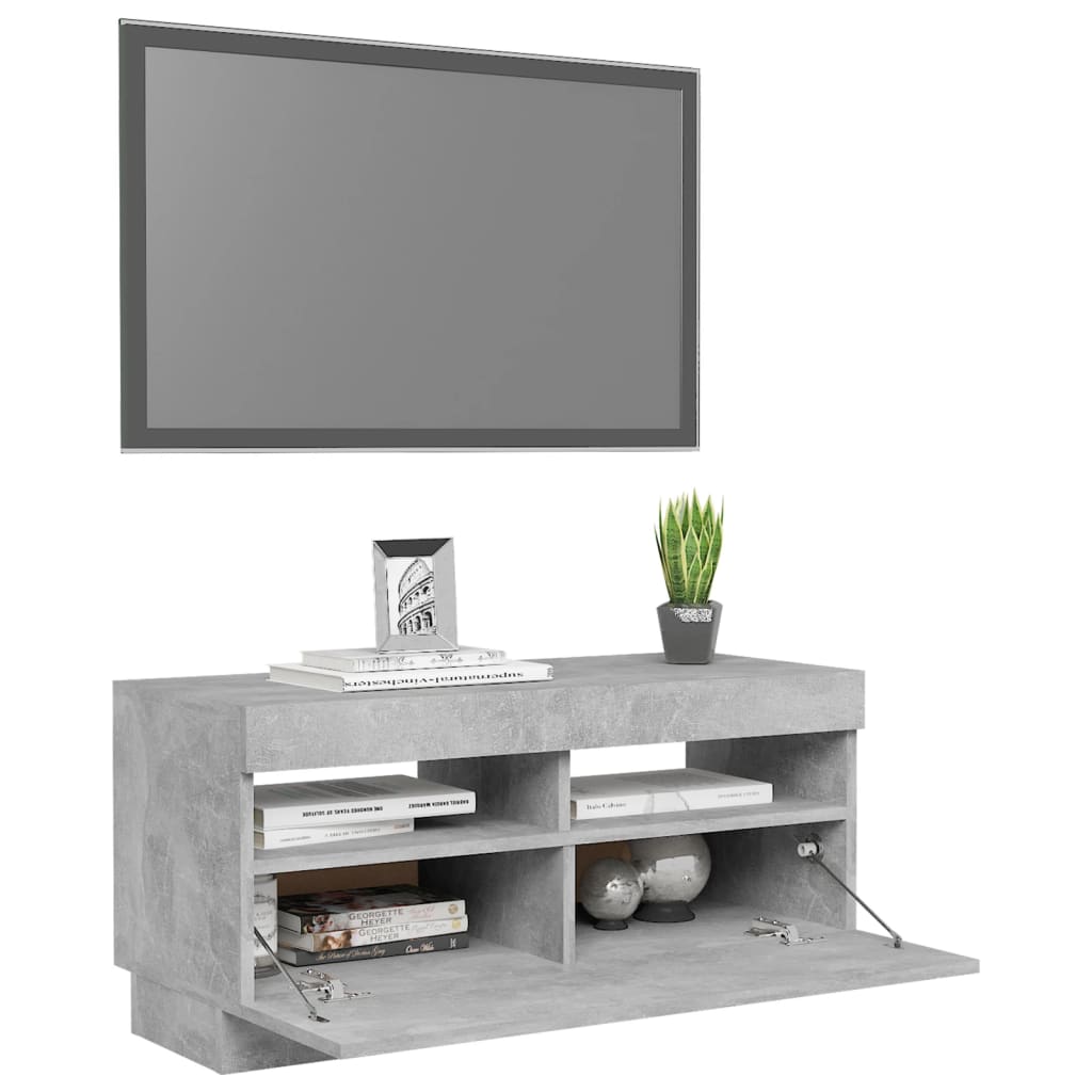 vidaXL Mueble de TV con luces LED gris hormigón 80x35x40 cm
