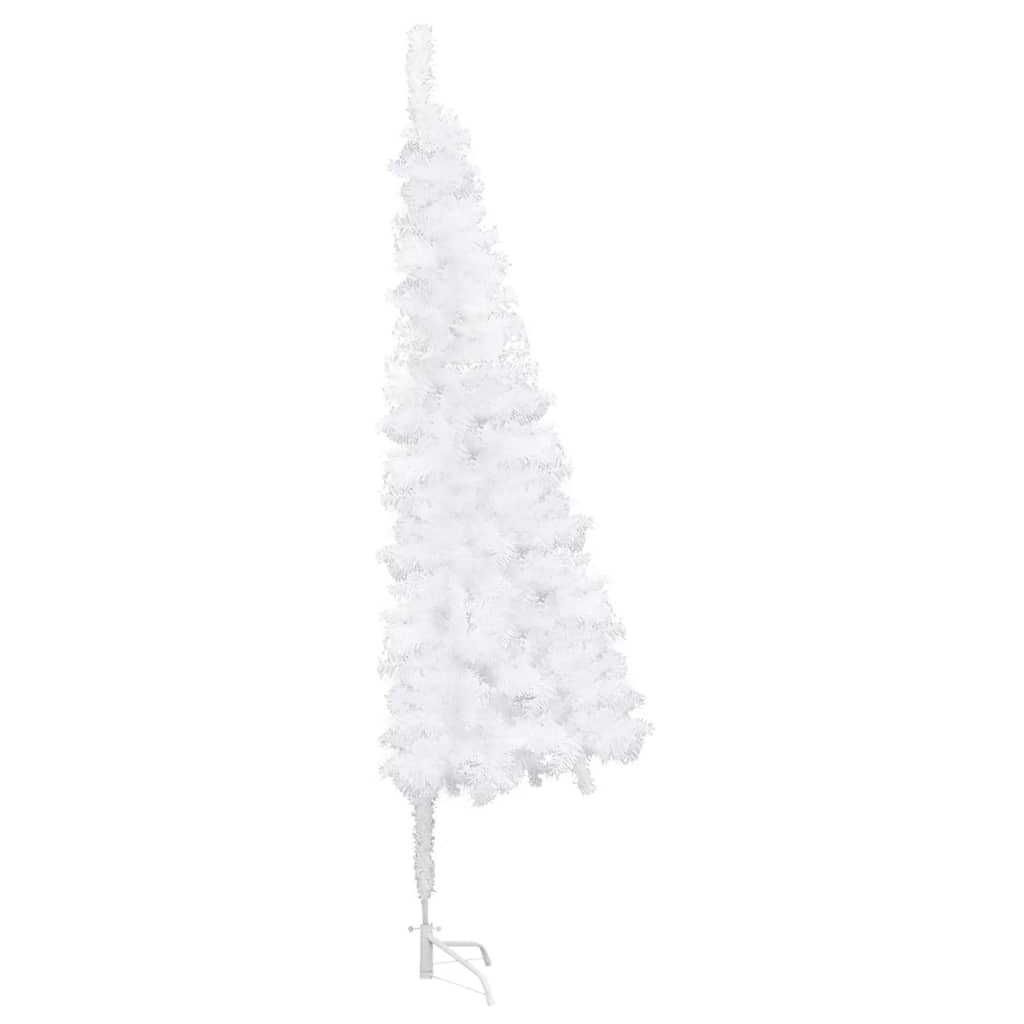 vidaXL Árbol Navidad artificial esquina LED y bolas PVC blanco 210 cm