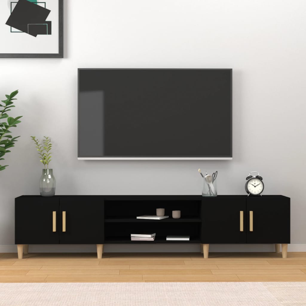 vidaXL Mueble de TV madera contrachapada negro 180x31,5x40 cm