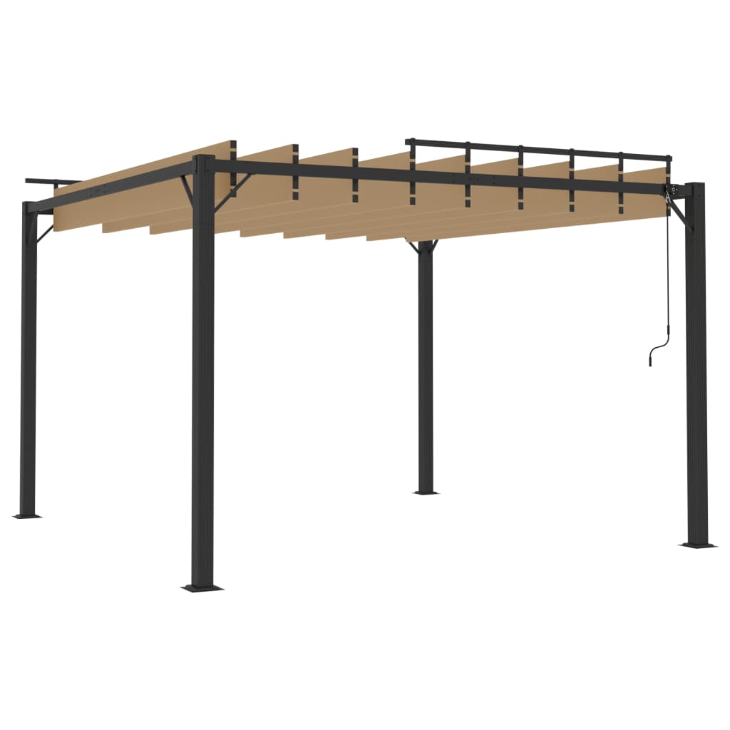 vidaXL Cenador con techo de lamas tela taupé y aluminio 3x3 m