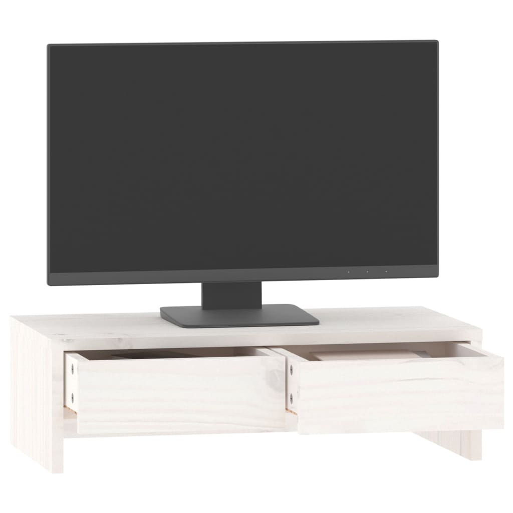 vidaXL Soporte de monitor madera maciza de pino blanco 50x27x15 cm