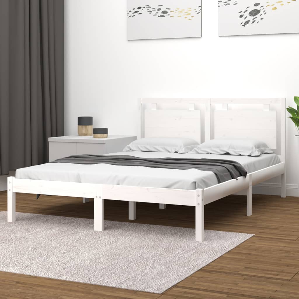 vidaXL Estructura de cama madera maciza blanca Super King 180x200 cm