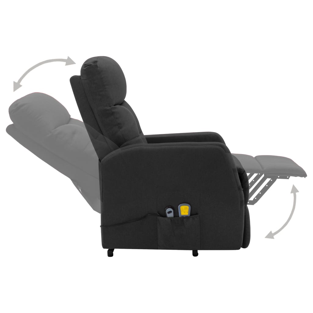 vidaXL Sillón reclinable de masaje de pie de tela gris oscuro