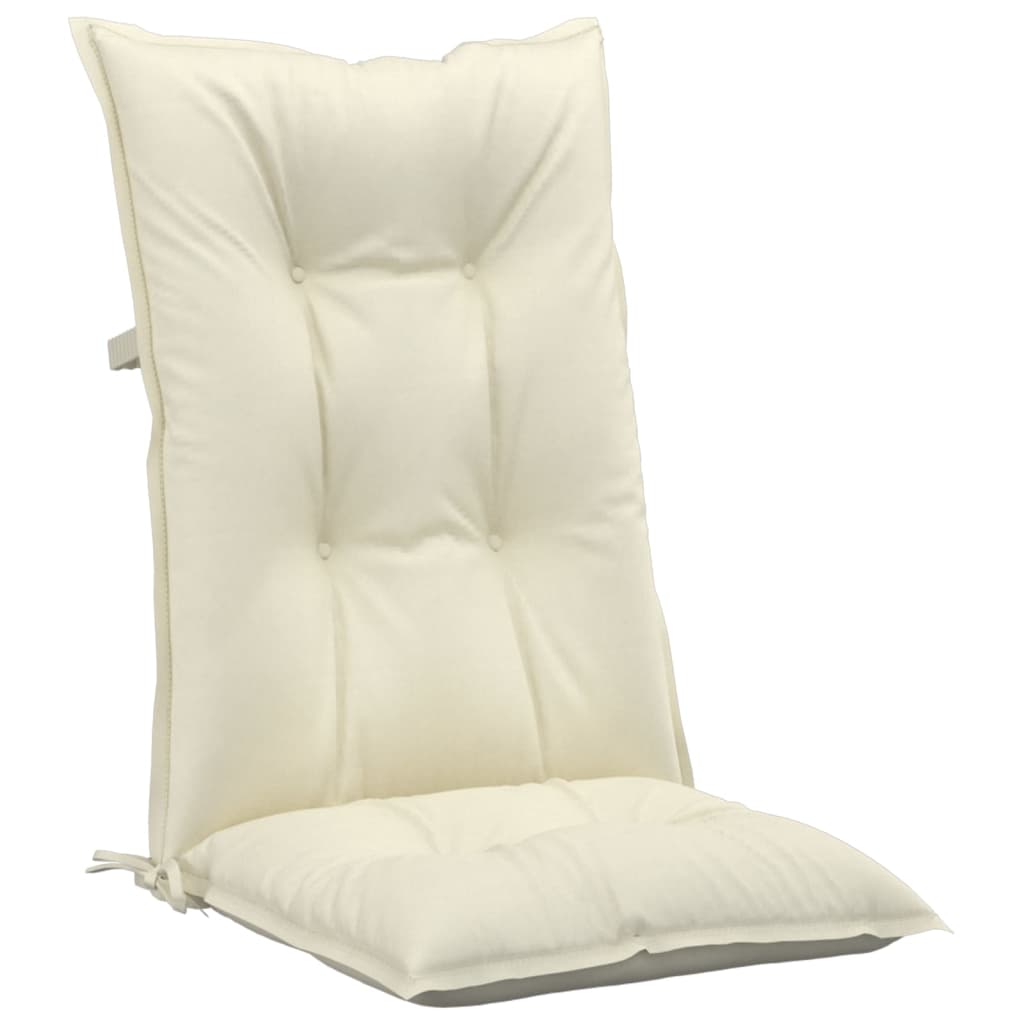 vidaXL Cojín silla de jardín respaldo alto 6 uds tela crema 120x50x7cm