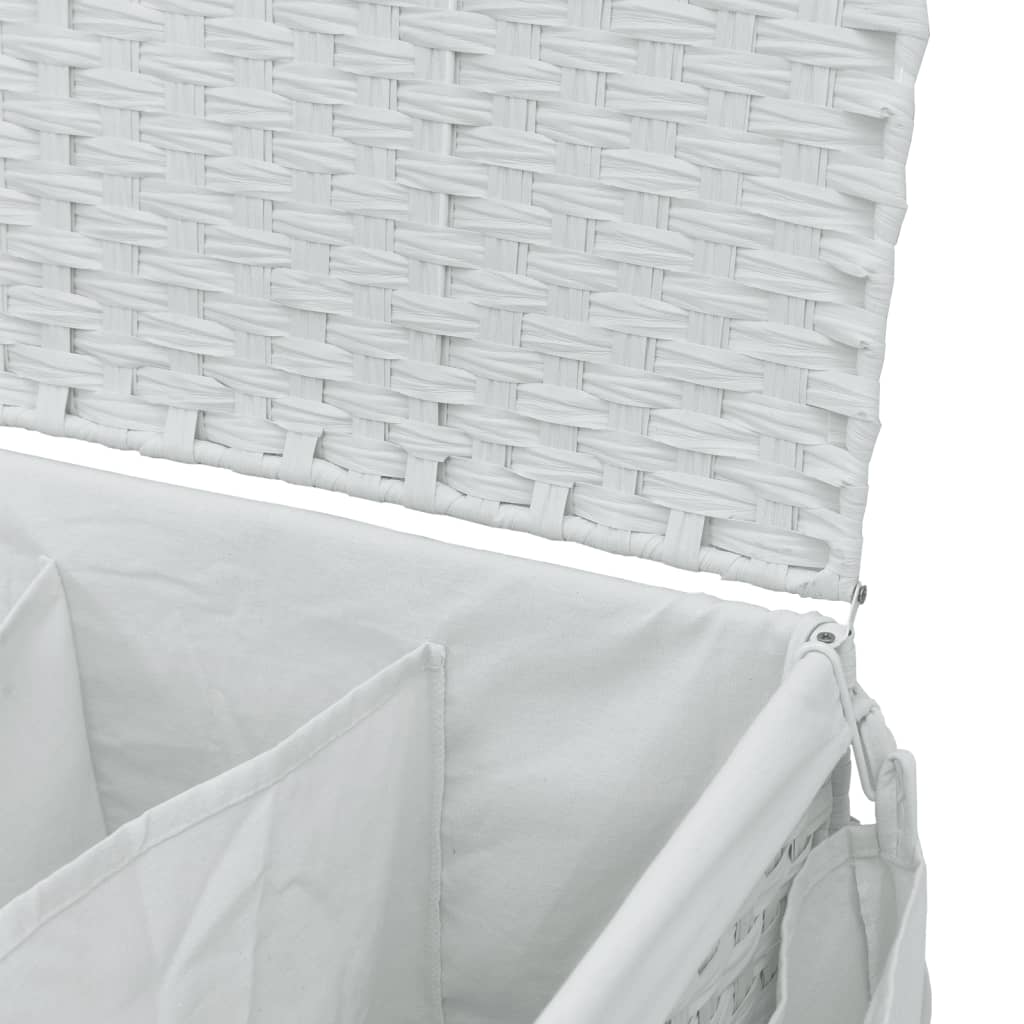 vidaXL Cesto para ropa sucia con ruedas ratán blanco 60x35x60,5 cm