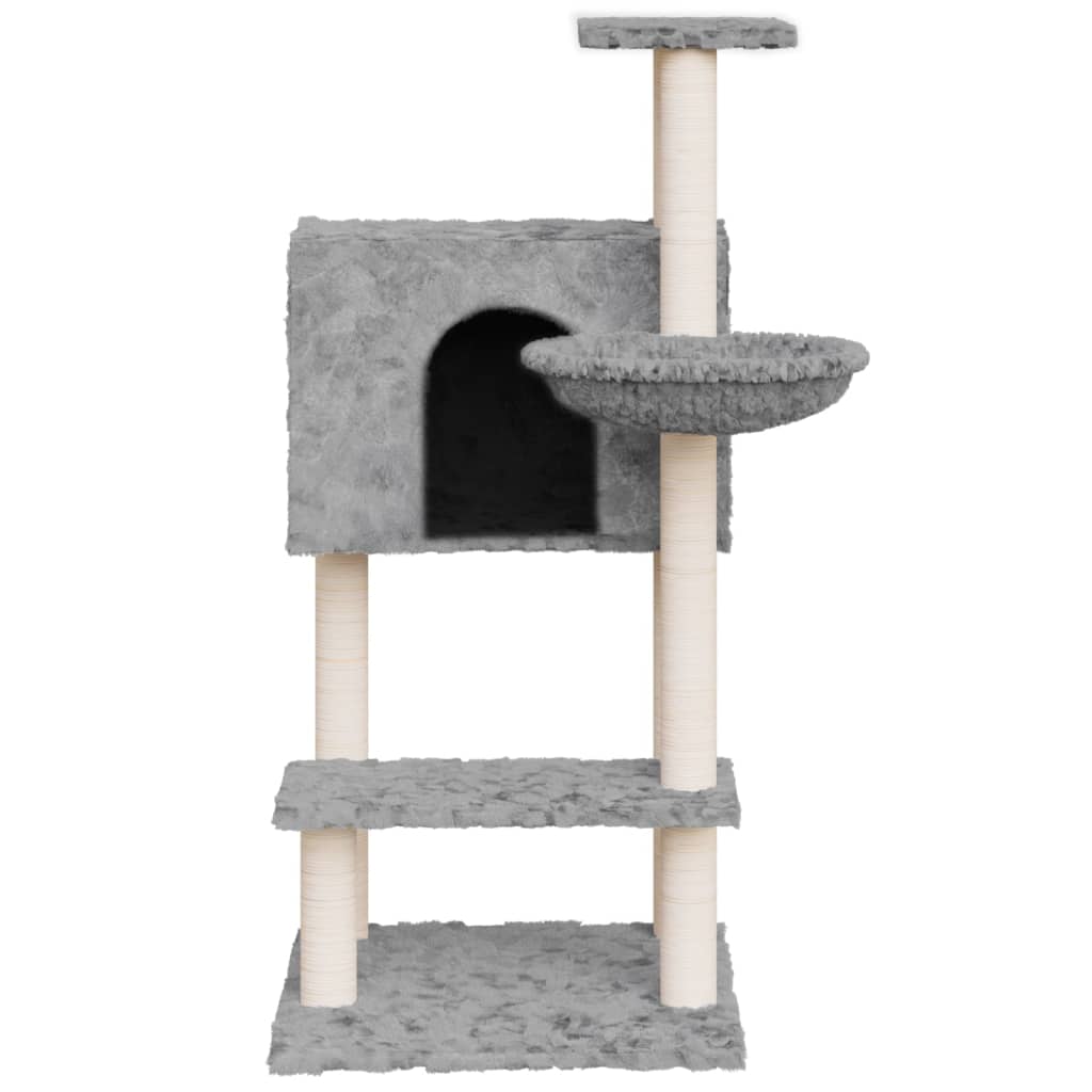 vidaXL Rascador para gatos con postes de sisal gris claro 108,5 cm