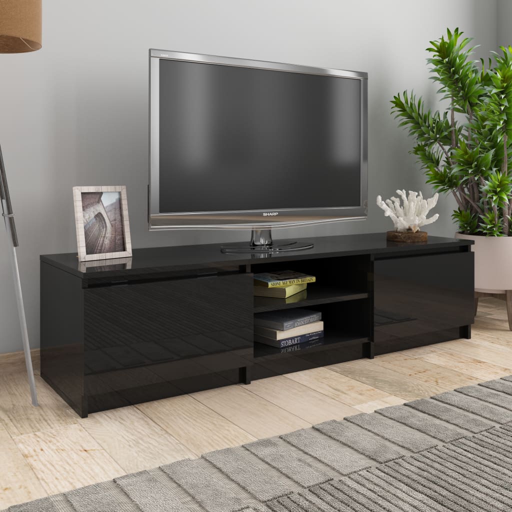 vidaXL Mueble de TV madera contrachapada negro brillante 140x40x35,5cm
