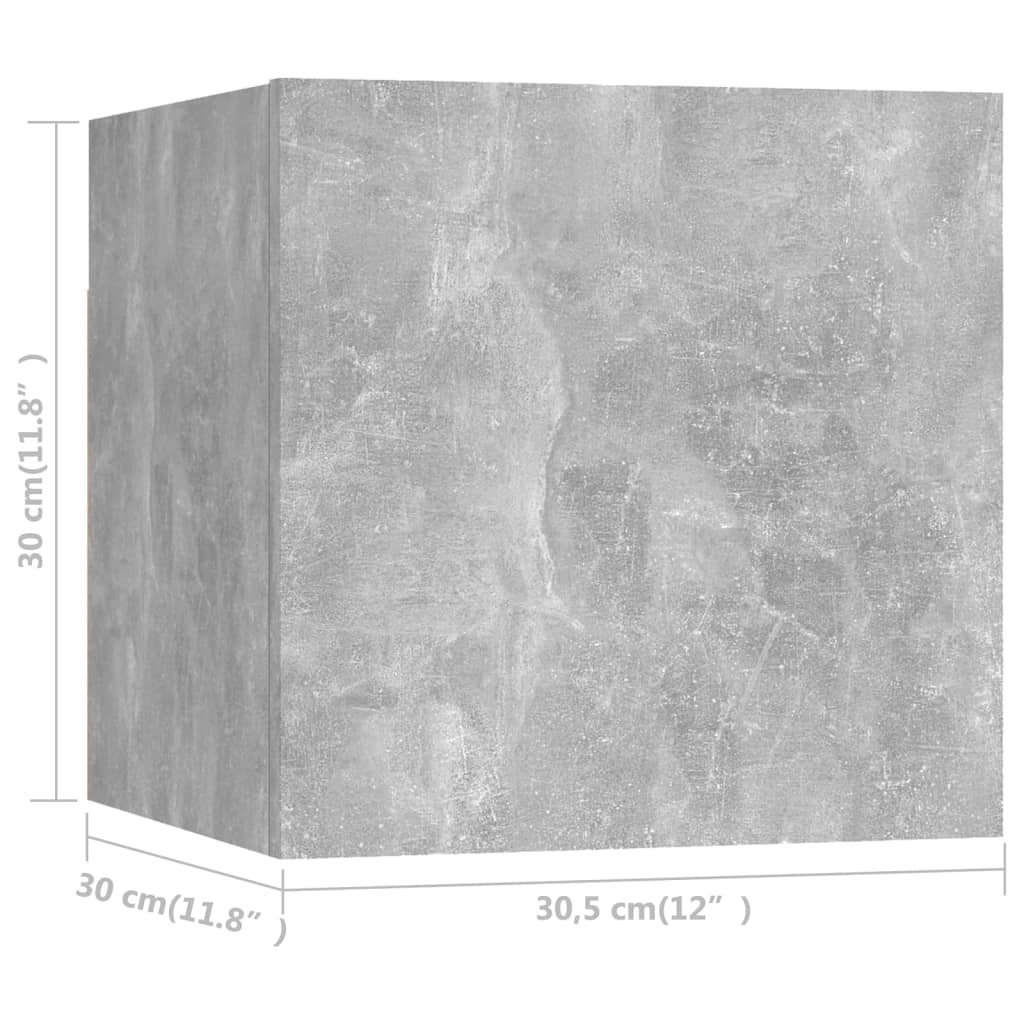 vidaXL Muebles de salón de pared 2 uds gris hormigón 30,5x30x30 cm