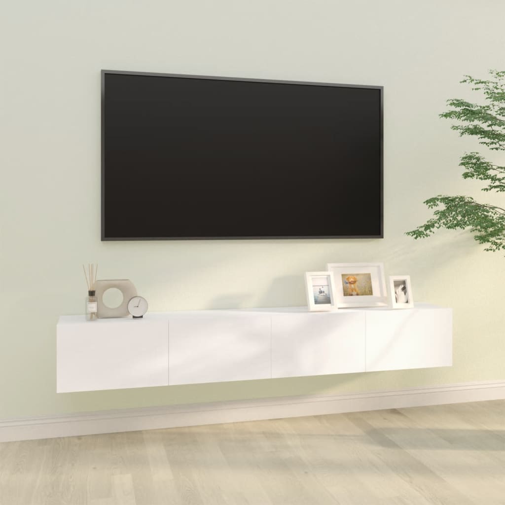 vidaXL Muebles TV de pared 2 uds madera ingeniería blanco 100x30x30 cm