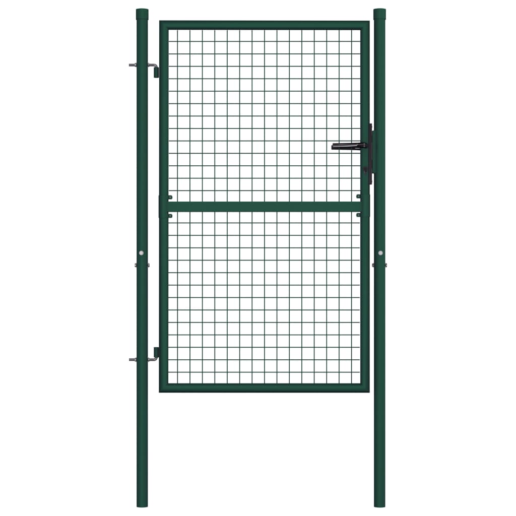 vidaXL Puerta de valla de acero verde 100x125 cm