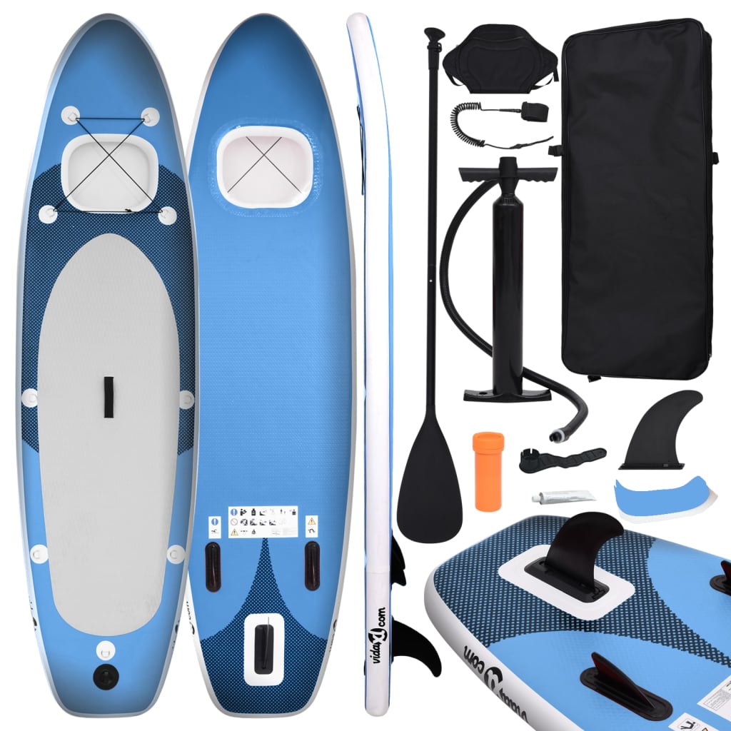 vidaXL Set de tabla de paddle surf hinchable azul marino 330x76x10 cm