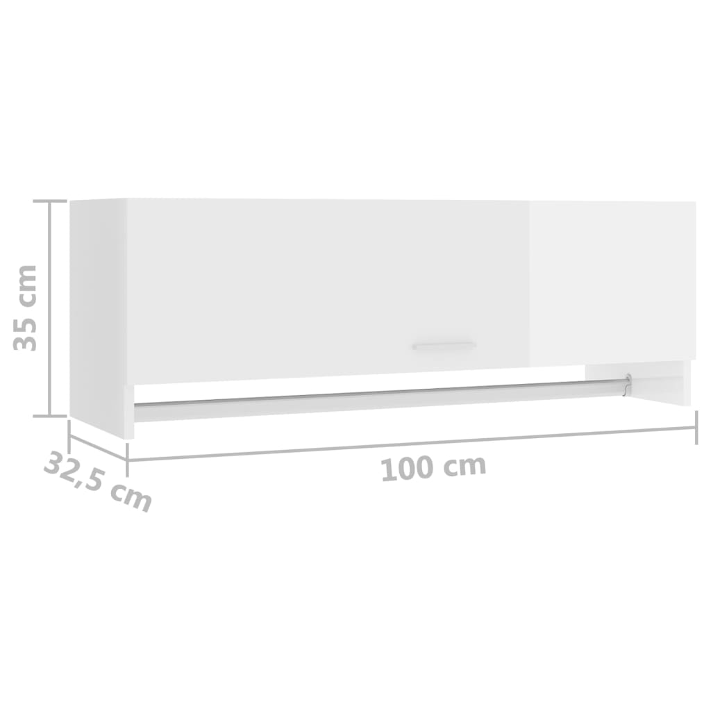 vidaXL Armario de madera contrachapada blanco brillante 100x32,5x35 cm
