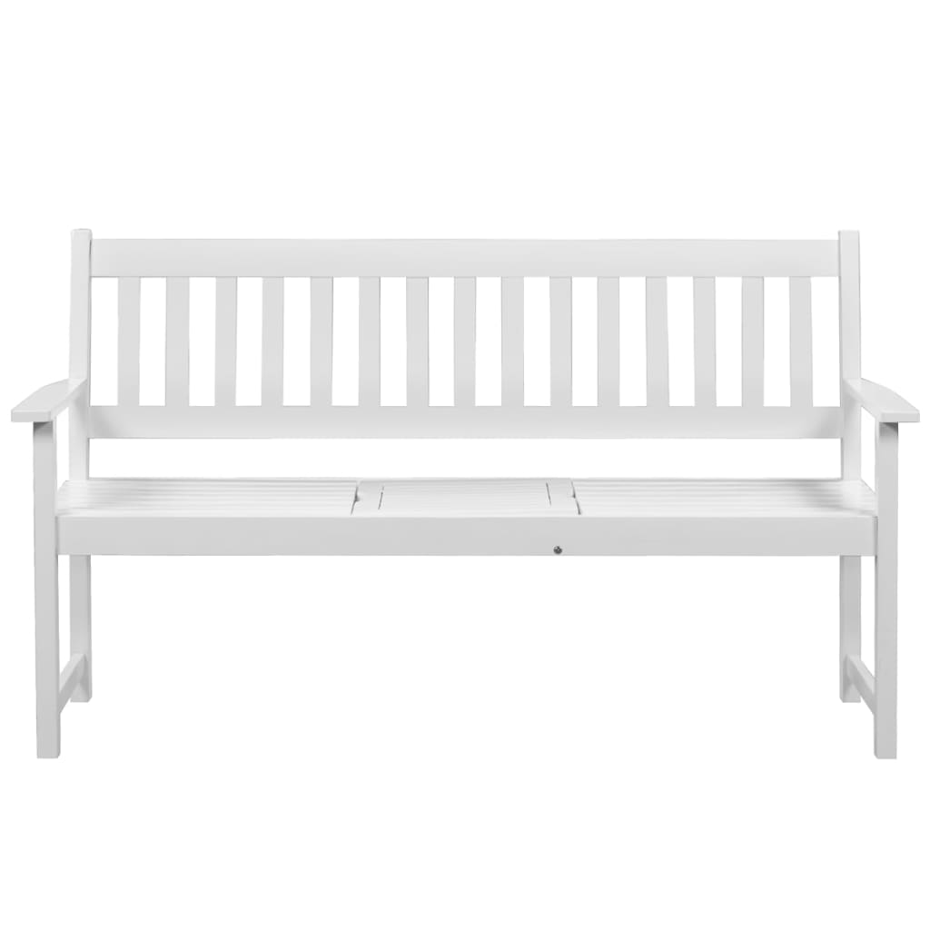 vidaXL Banco de jardín y mesa desplegable 158 cm acacia maciza blanco