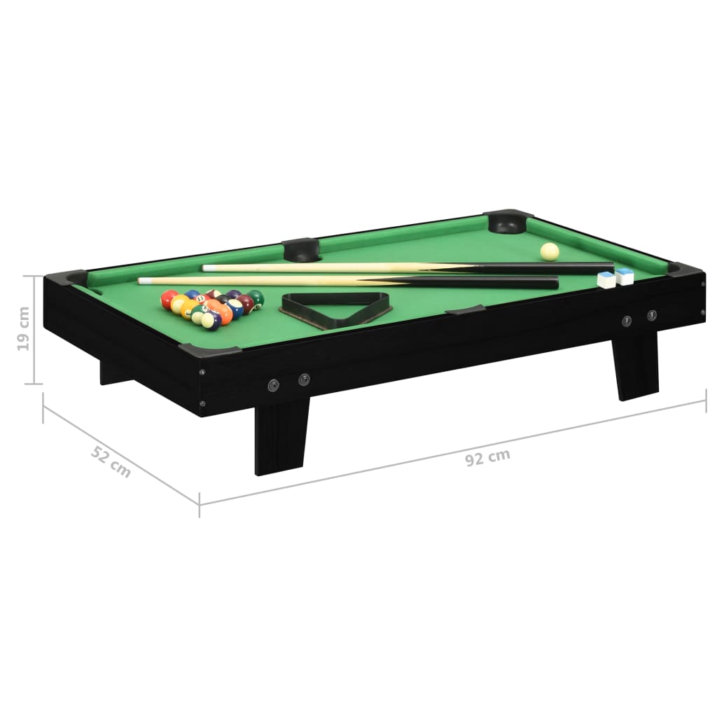 vidaXL Mini mesa de billar negro y verde 92x52x19 cm