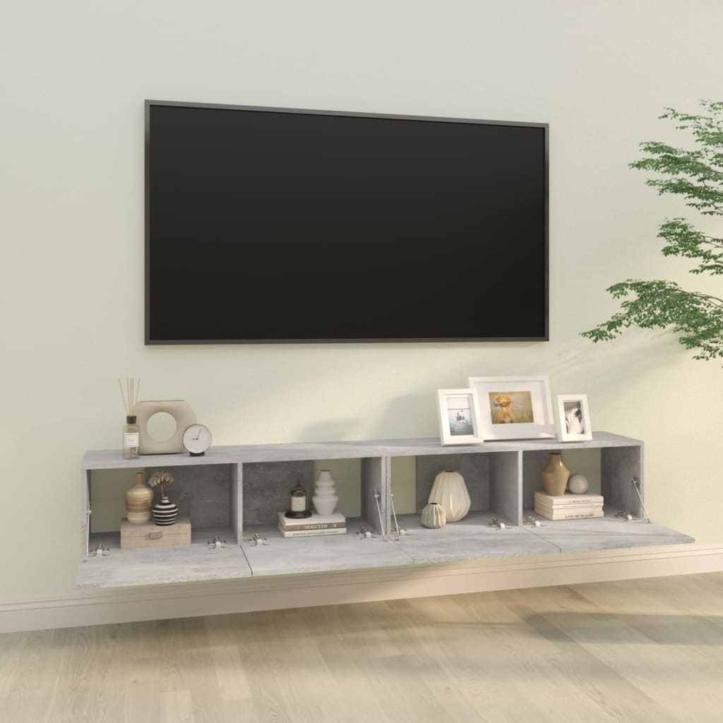 vidaXL Mueble TV de pared 2 uds madera contrachapada gris 100x30x30cm