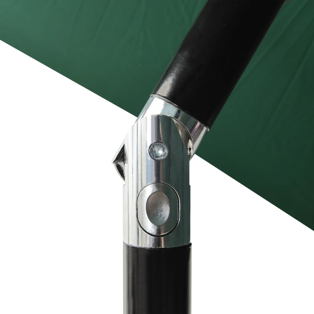 vidaXL Sombrilla con LED y poste de acero verde 2x3 m