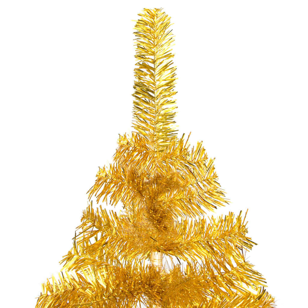 vidaXL Árbol de Navidad artificial con LED y soporte PVC dorado 120 cm