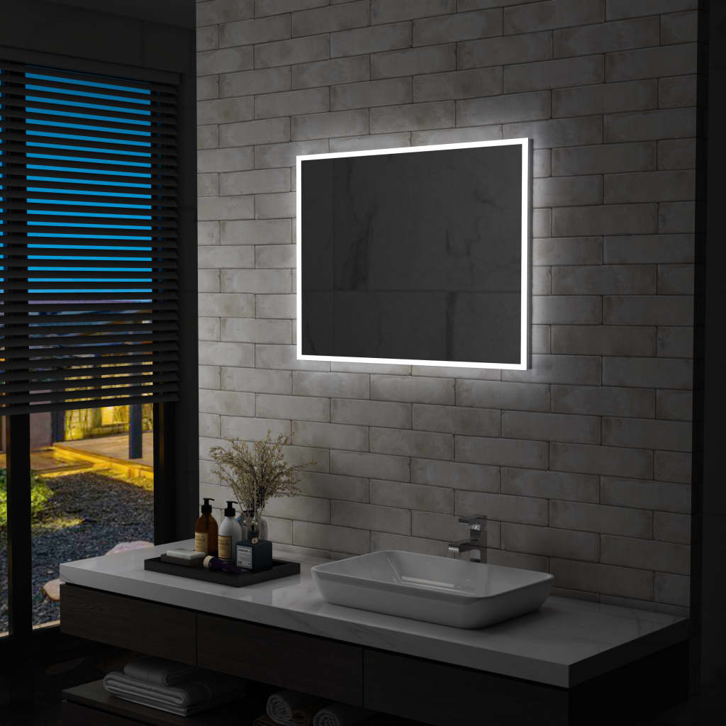 vidaXL Espejo de pared de baño con LED 80x60 cm