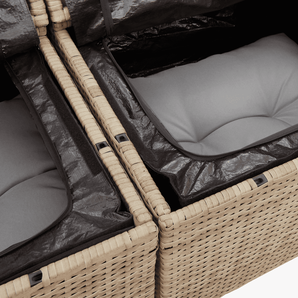 vidaXL Set sofás de jardín 7 piezas y cojines ratán sintético beige