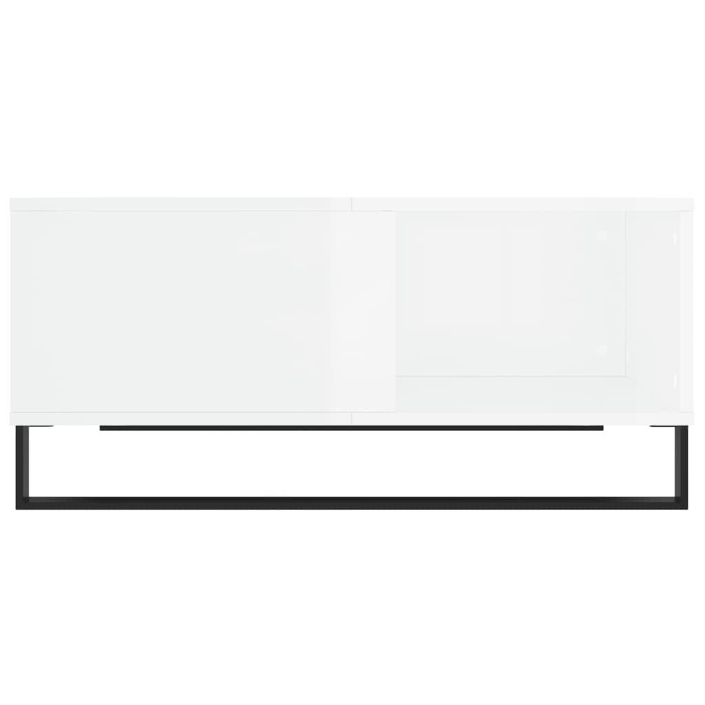 vidaXL Mesa de centro madera contrachapada blanco brillo 80x80x36,5 cm