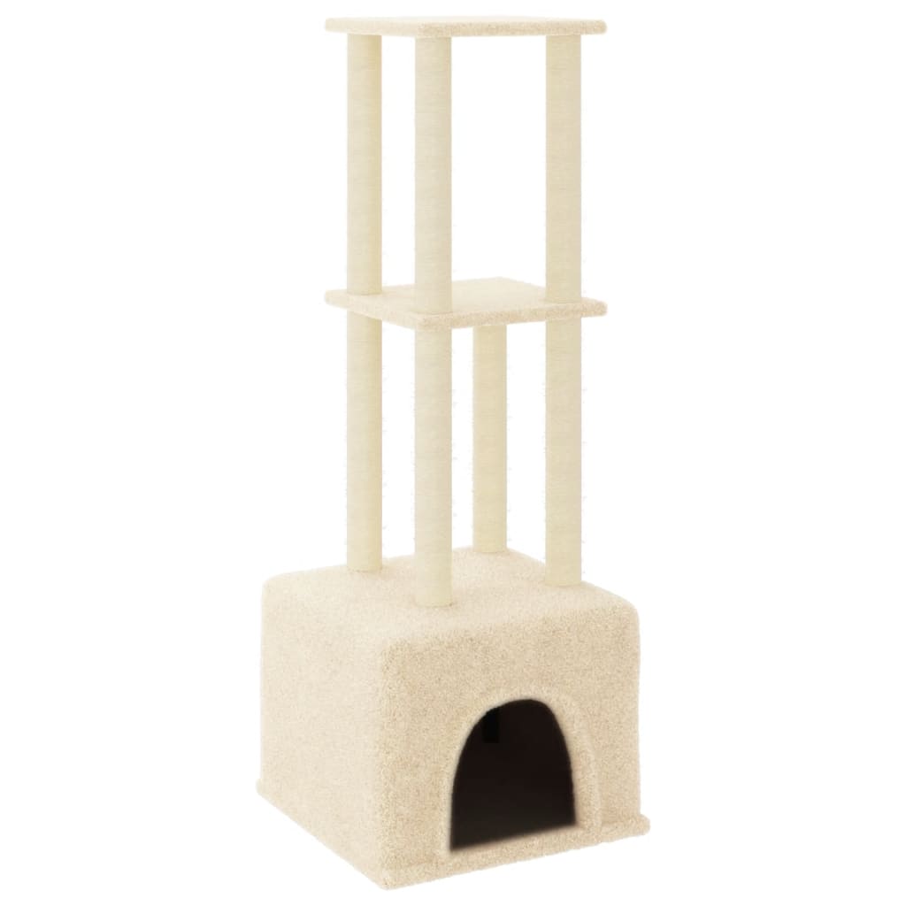 vidaXL Rascador para gatos con postes de sisal color crema 133,5 cm