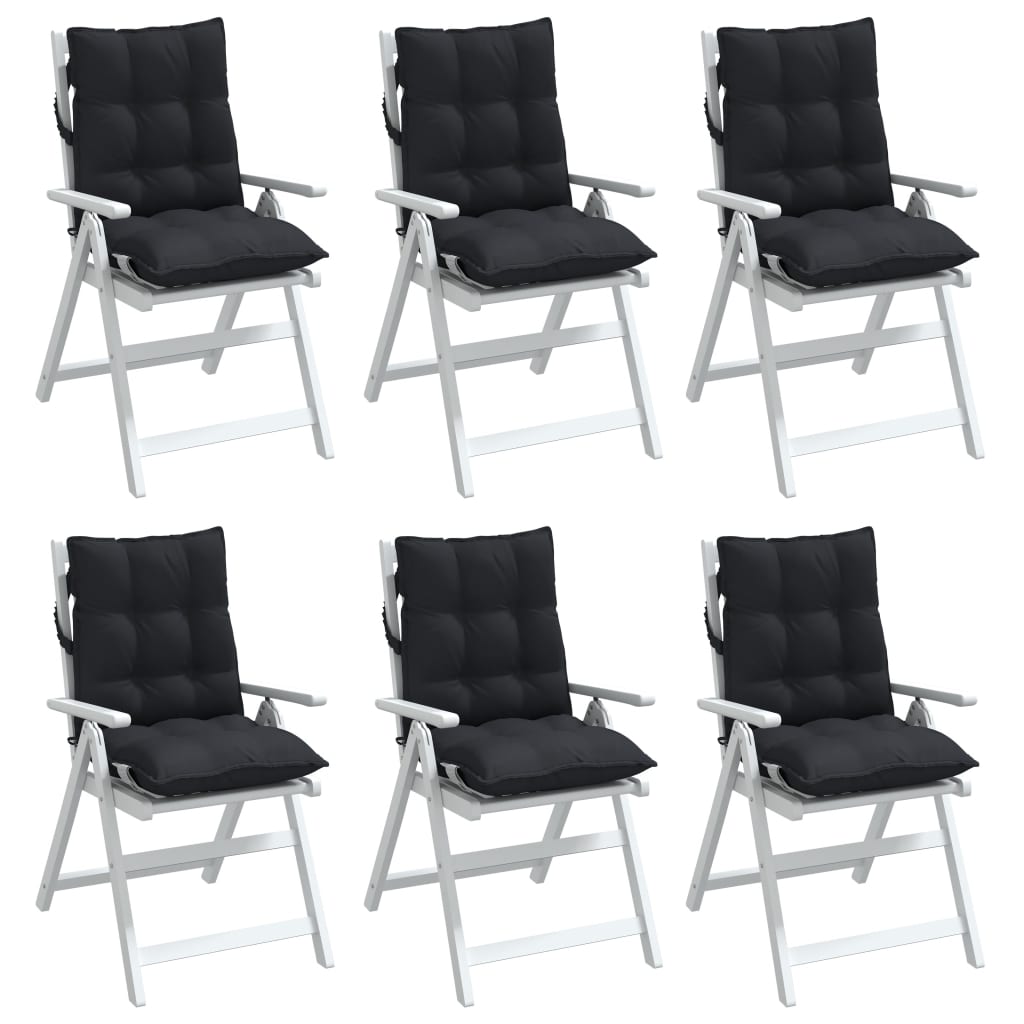 vidaXL Cojines para silla con respaldo bajo 6 uds tela Oxford negro