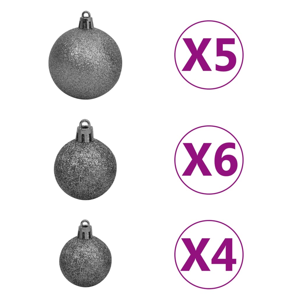vidaXL Set de árbol de Navidad estrecho con LED y bola plateado 120 cm