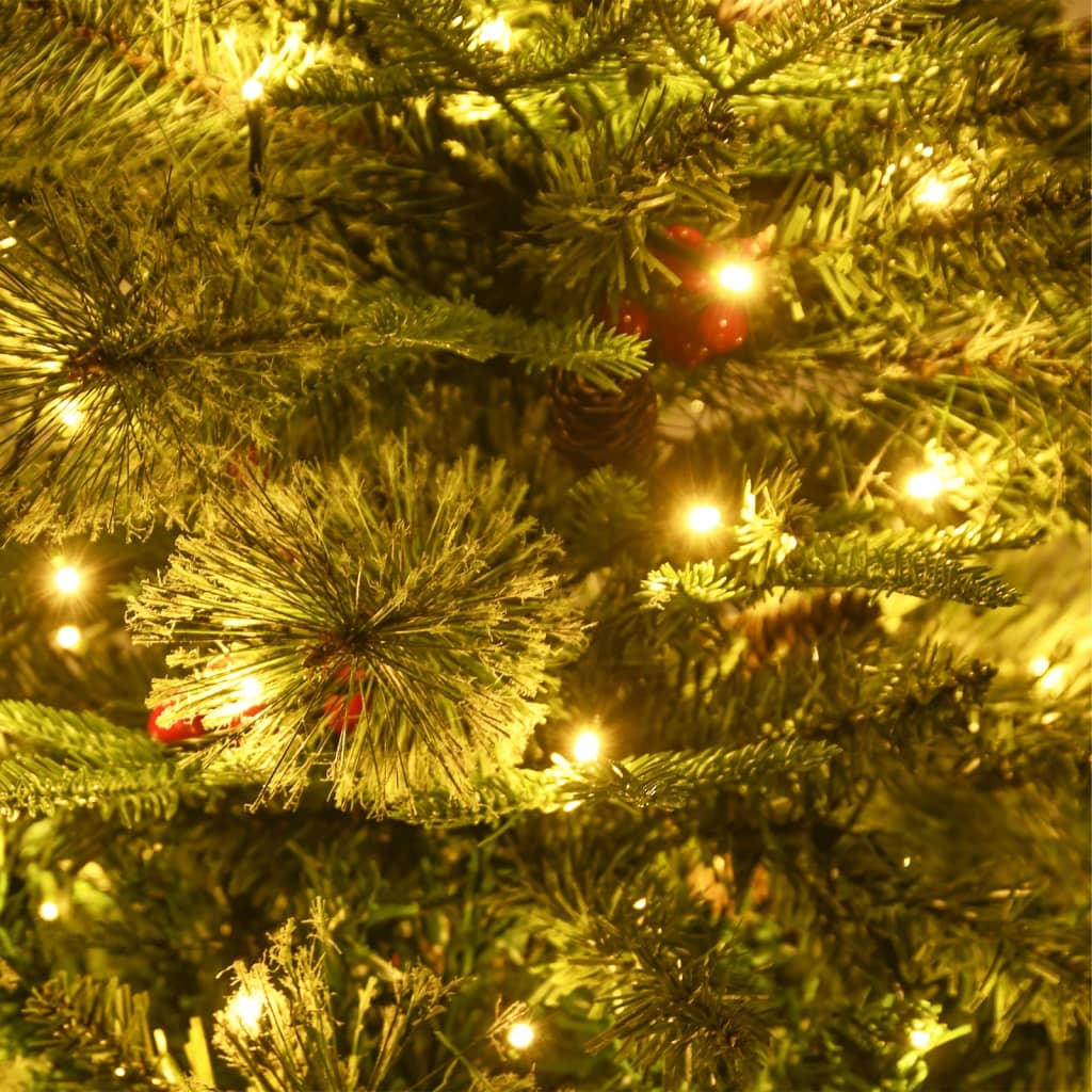 vidaXL Árbol de Navidad con luces y piñas PVC PE verde 150 cm