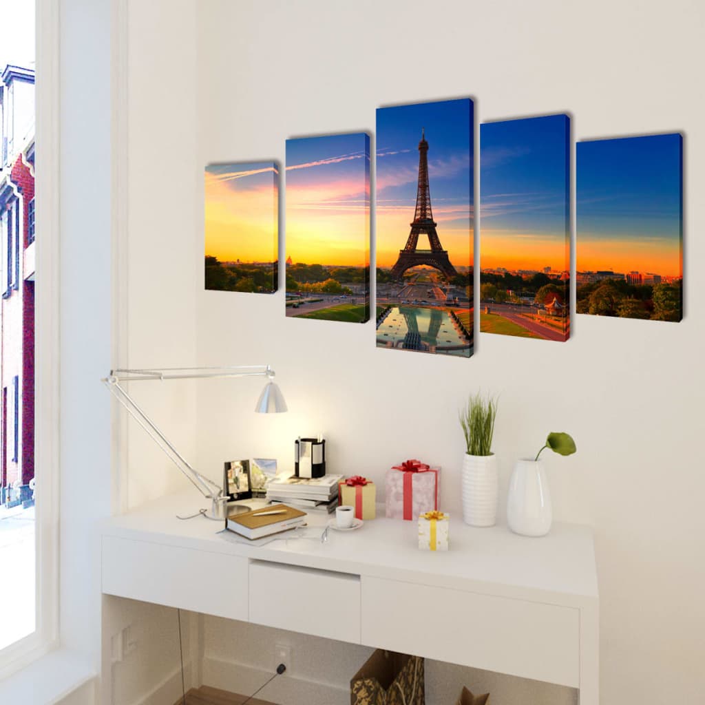 Set decorativo de lienzos para la pared Torre Eiffel 100 x 50 cm