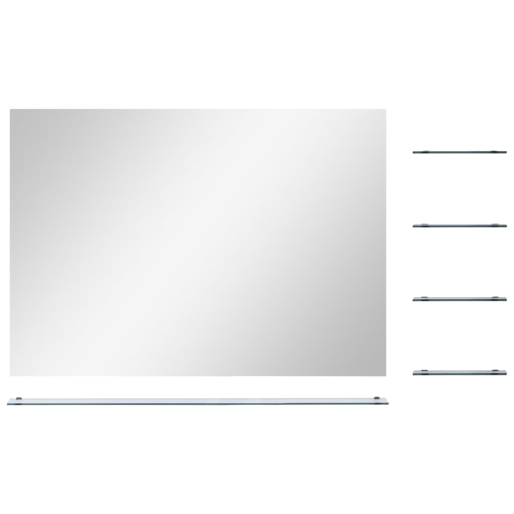 vidaXL Espejo de pared con estante vidrio templado 80x60 cm