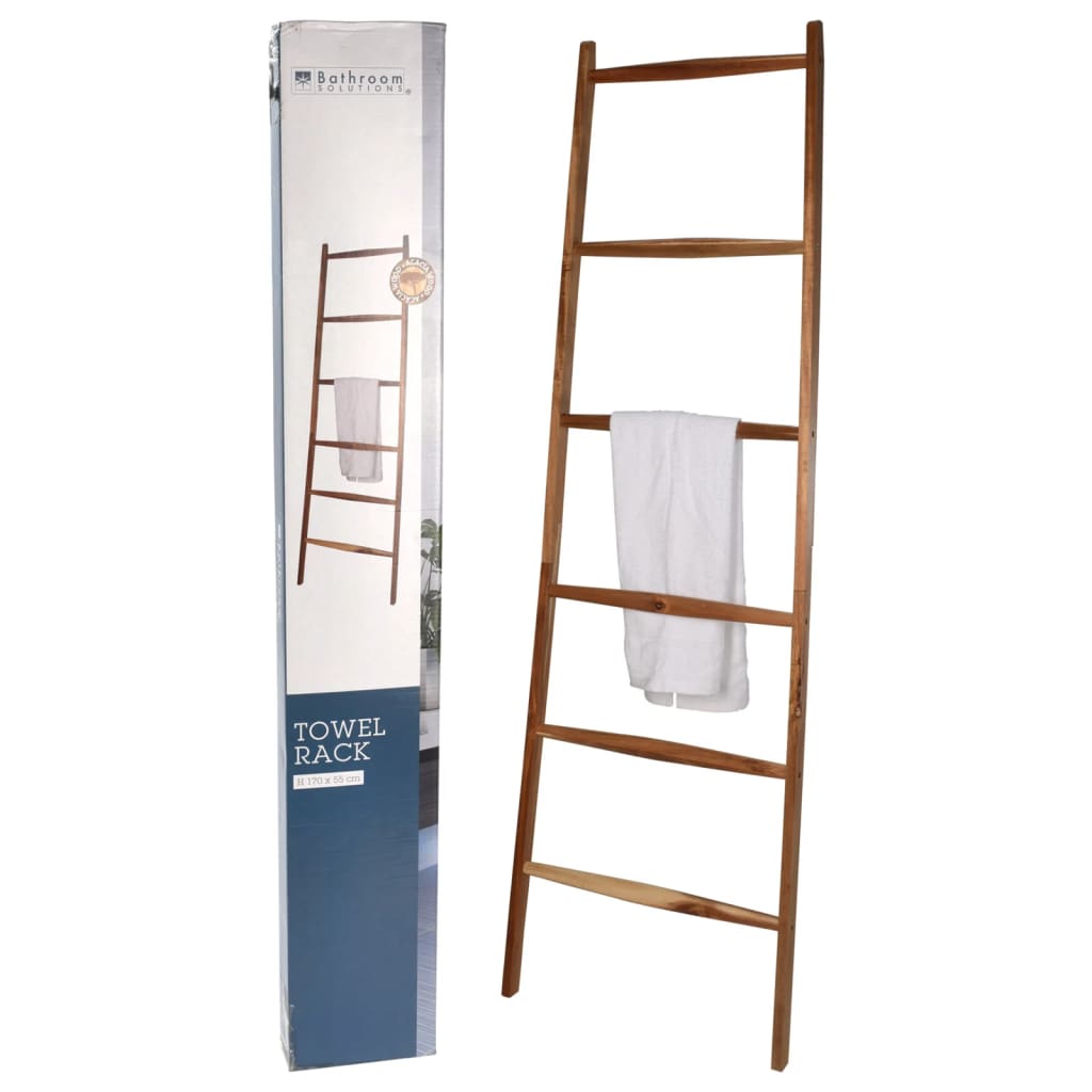 Bathroom Solutions Toallero de escalera con 6 barras madera natural