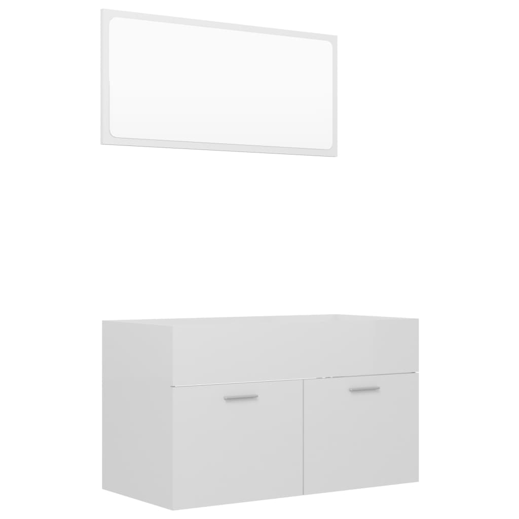 vidaXL Conjunto de muebles de baño 2 pzas aglomerado blanco brillante