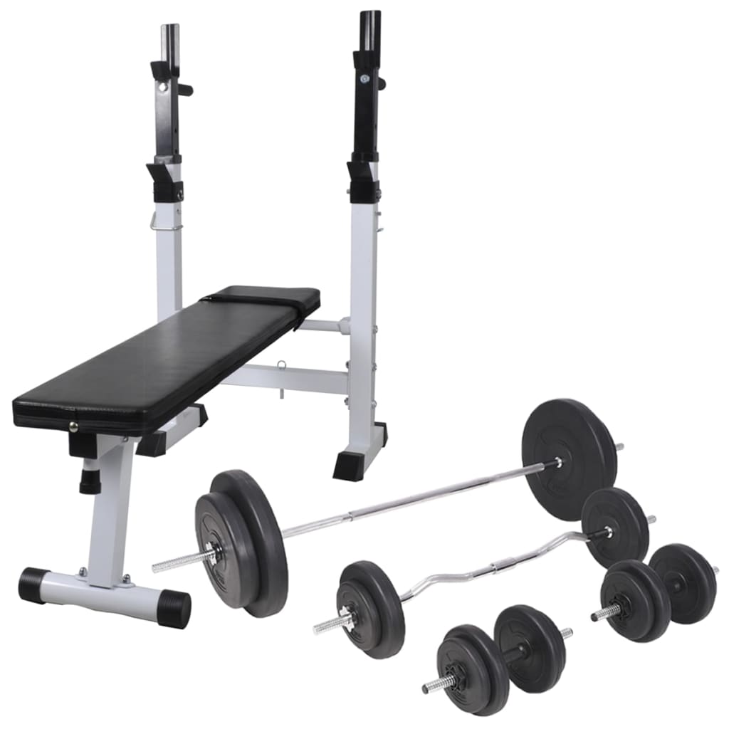 vidaXL Banco de ejercicios con soporte pesas, pesas y mancuernas 90 kg