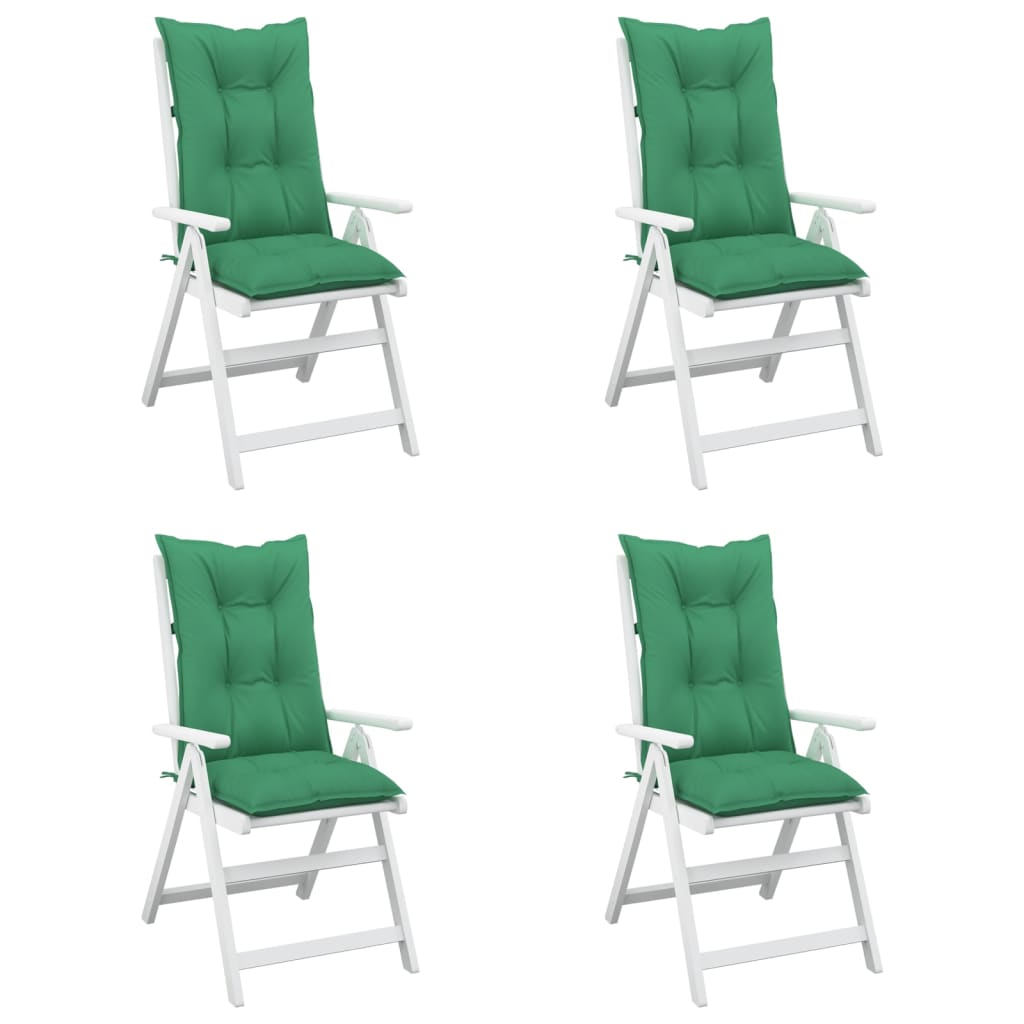 vidaXL Cojín silla de jardín respaldo alto 4 uds tela verde 120x50x7cm