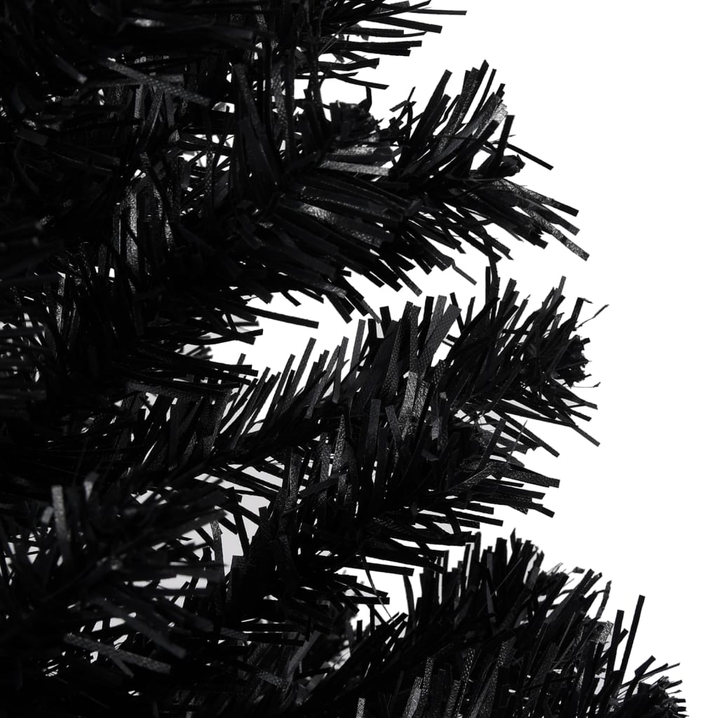 vidaXL Árbol de Navidad preiluminado con luces y soporte negro 240 cm