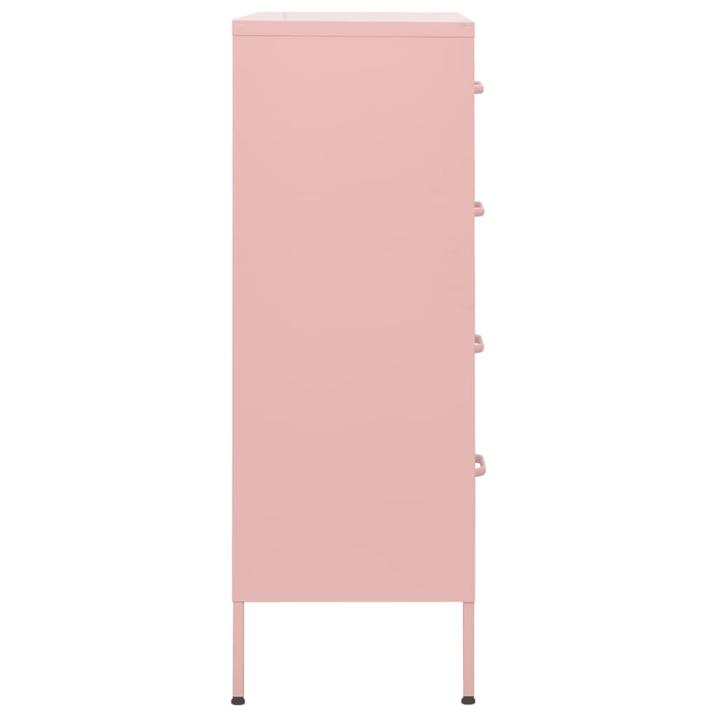 vidaXL Armario de cajones de acero rosa 80x35x101,5 cm