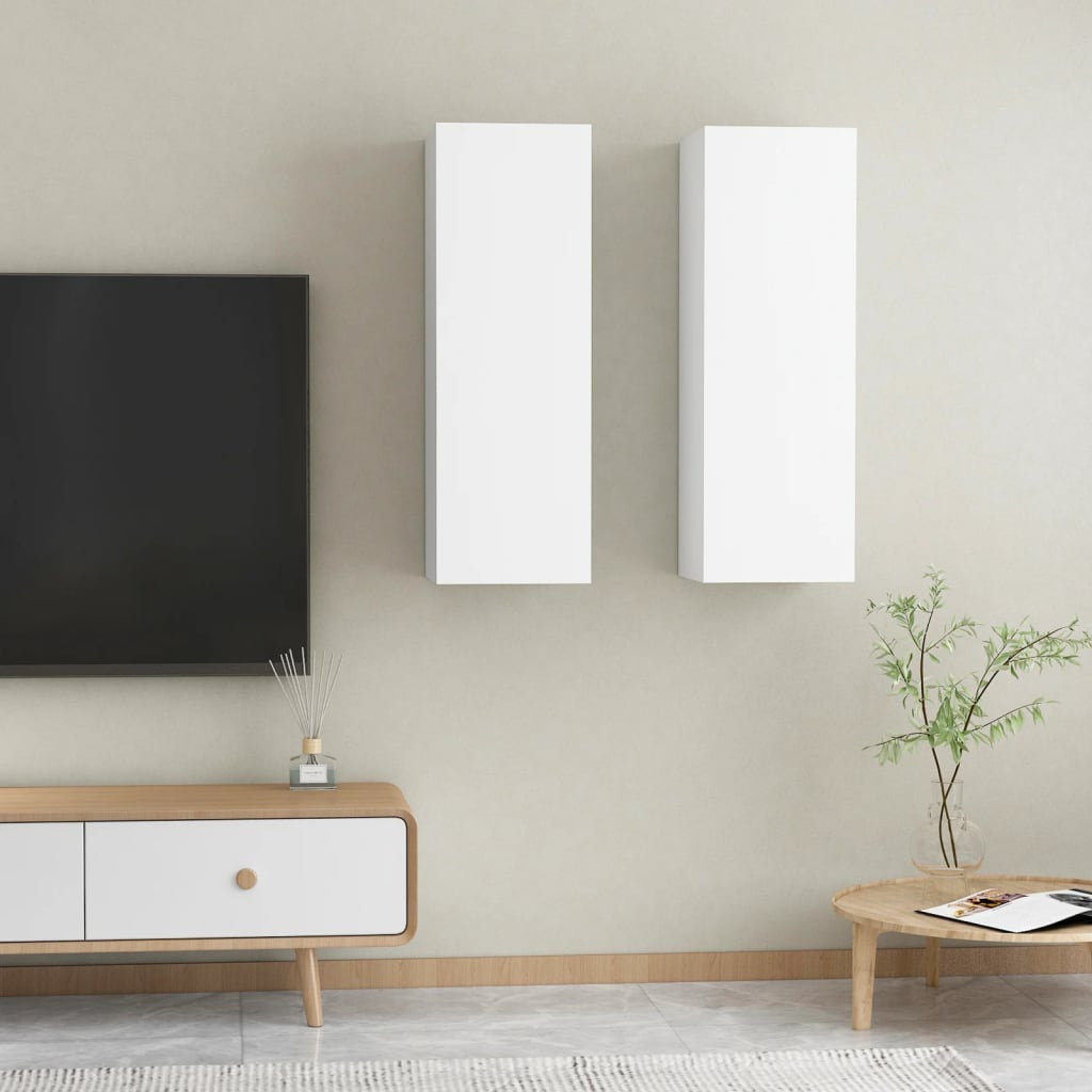 vidaXL Muebles para TV 2 uds madera contrachapada blanco 30,5x30x90 cm