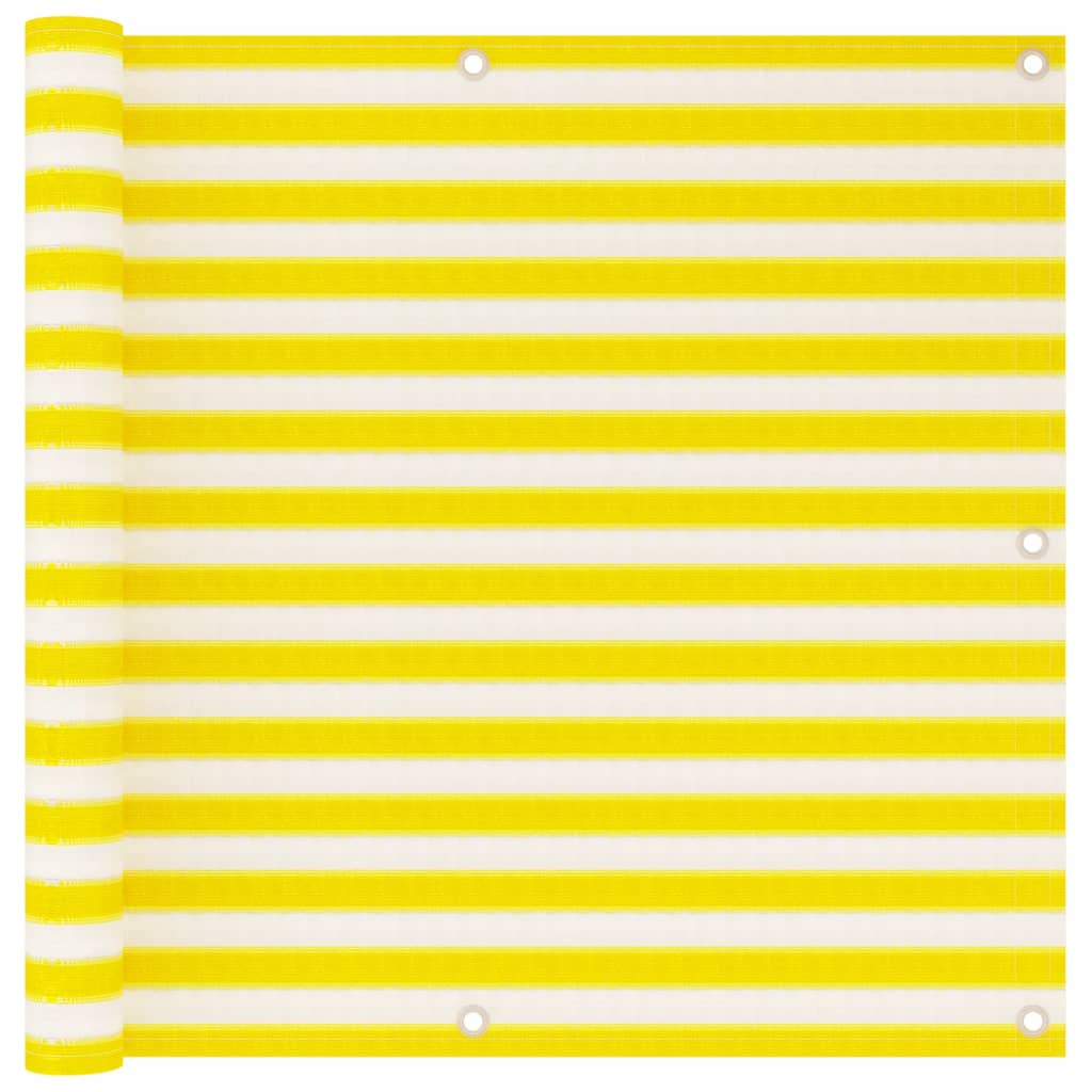 vidaXL Toldo para balcón HDPE amarillo y blanco 90x500 cm