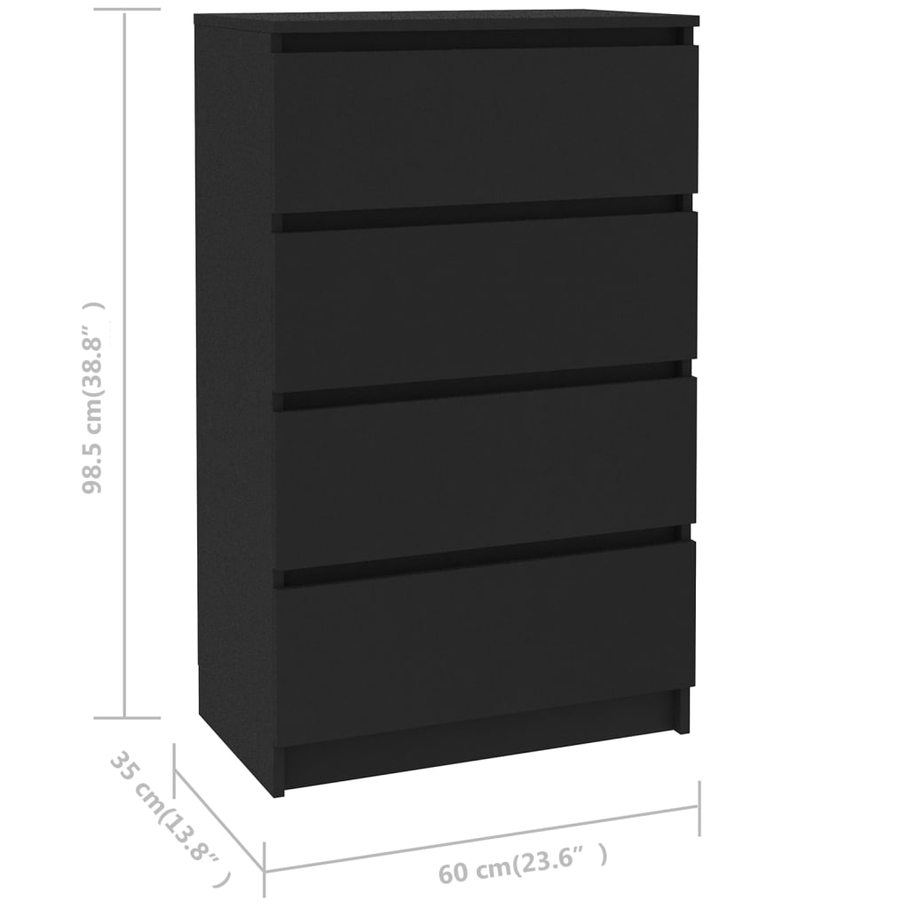 vidaXL Aparador de madera contrachapada negro 60x35x98,5 cm