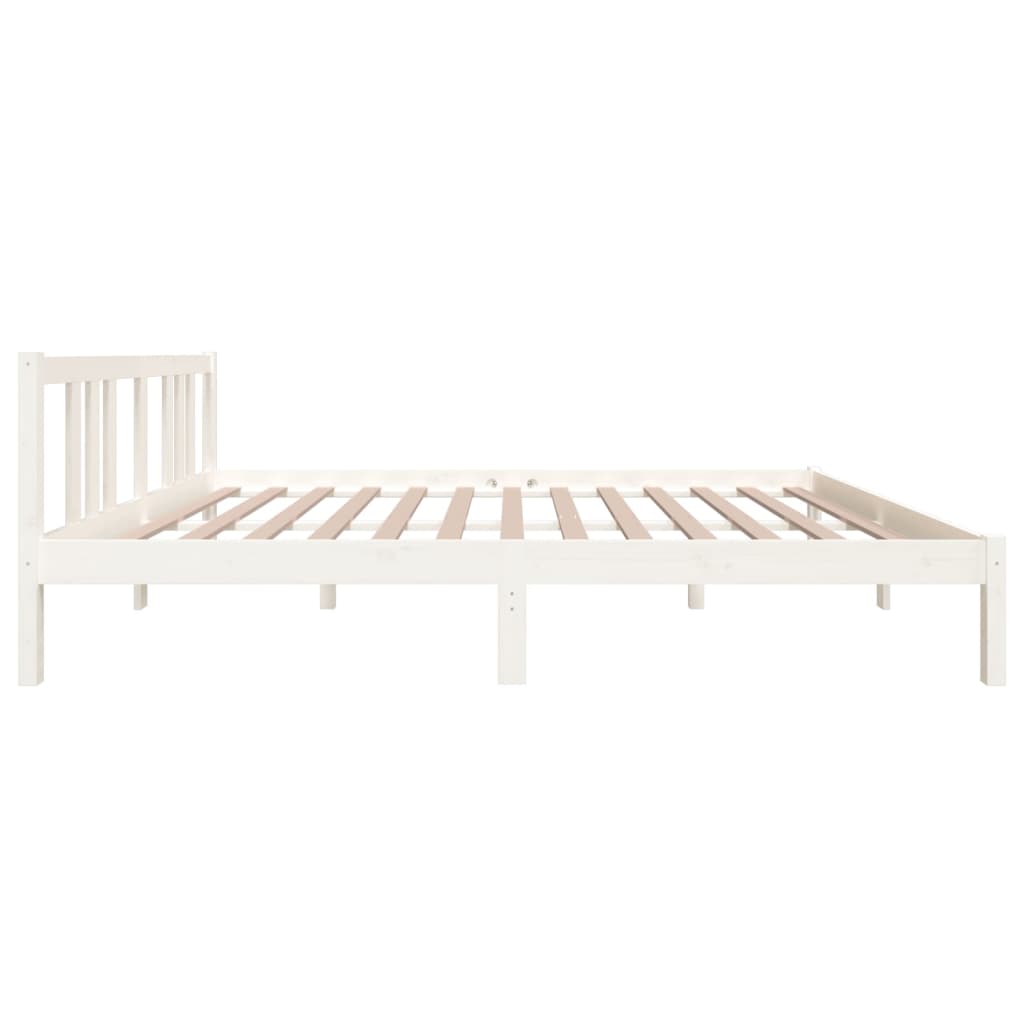 vidaXL Estructura de cama madera maciza blanco tamaño king 150x200 cm