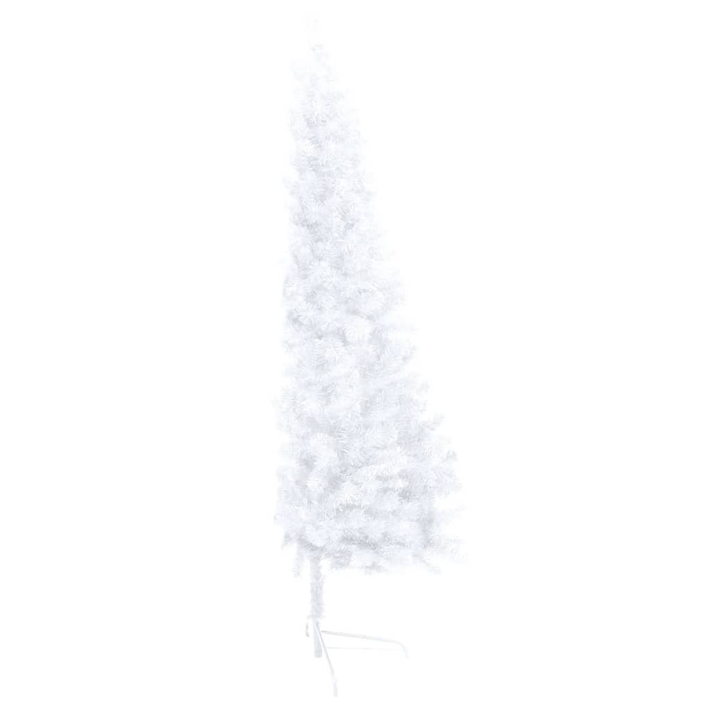 vidaXL Medio árbol de Navidad con luces y soporte blanco 210 cm