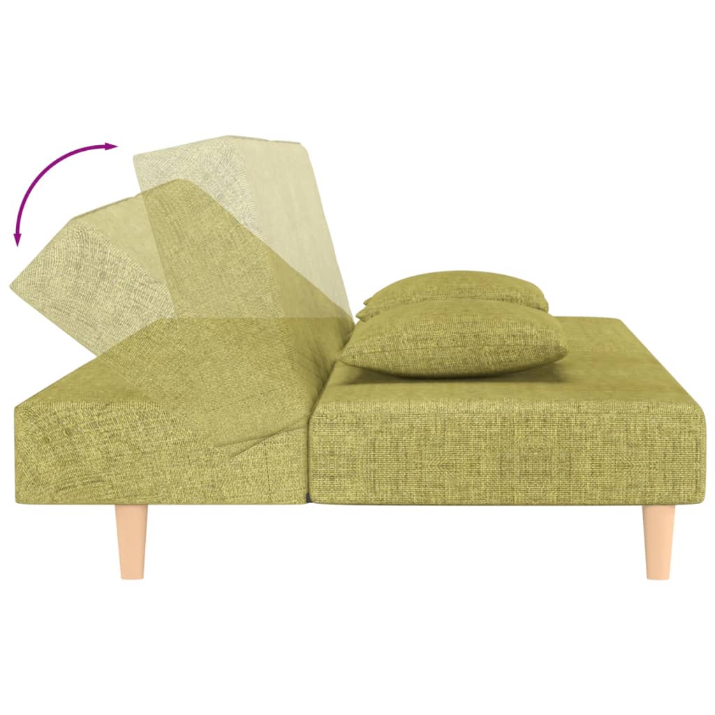 vidaXL Sofá cama de 2 plazas con dos almohadas tela verde