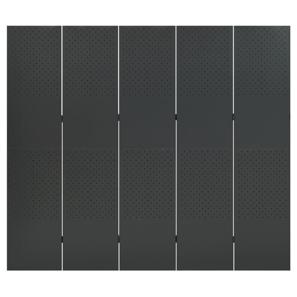 vidaXL Biombo divisor de 5 paneles acero antracita 200x180 cm